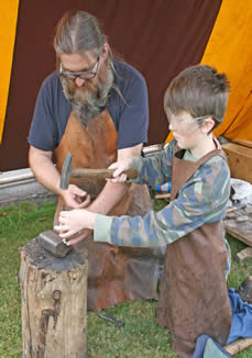 Making a Pilgrim Badge at Dumfries Museum summer workshop