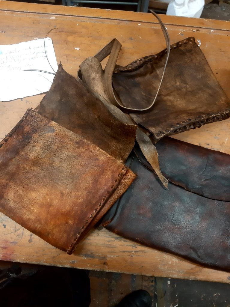 leather bags, handsewn